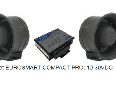 EUROSMART COMPACT Pro Sirenensystem, 10-30VDC, Set aus Sirenenverstärker und 2 Lautsprecher